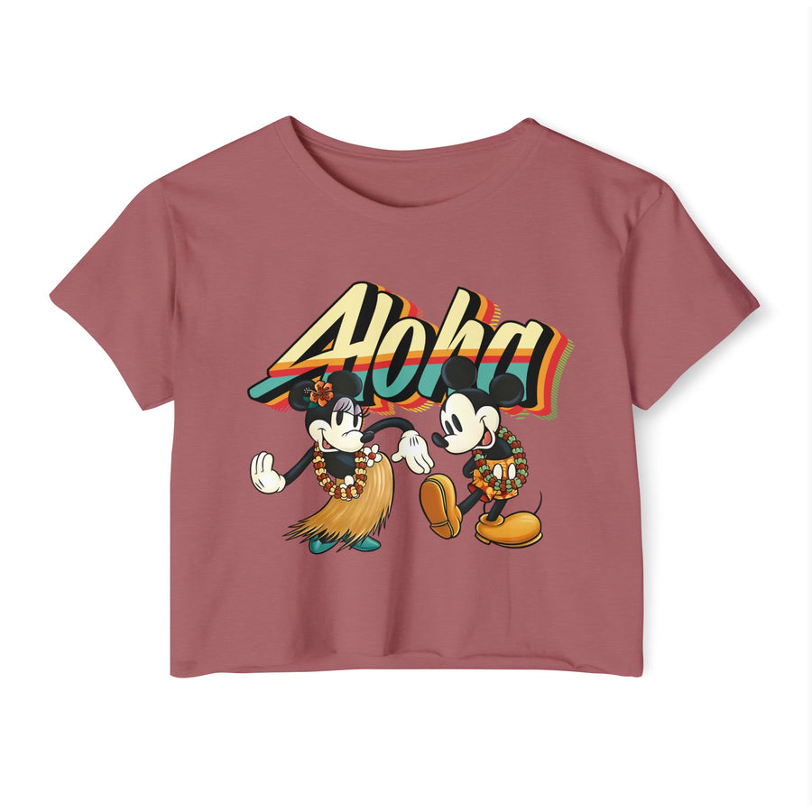 Aloha Sunrise Hula Duo- Women's Light Weight Crop Top